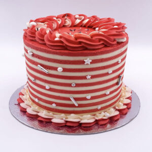 Red and White Striped Cake